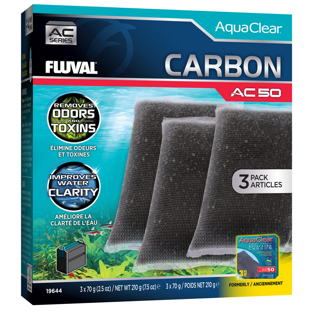 Fluval AquaClear Activated Carbon Insert 3 Pack - AC50 | PeekAPaw Pet Supplies