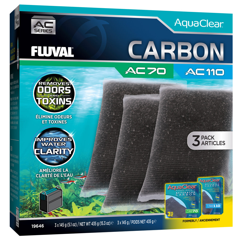 Fluval AquaClear Activated Carbon Insert 3 Pack - AC70 / AC110 | PeekAPaw Pet Supplies