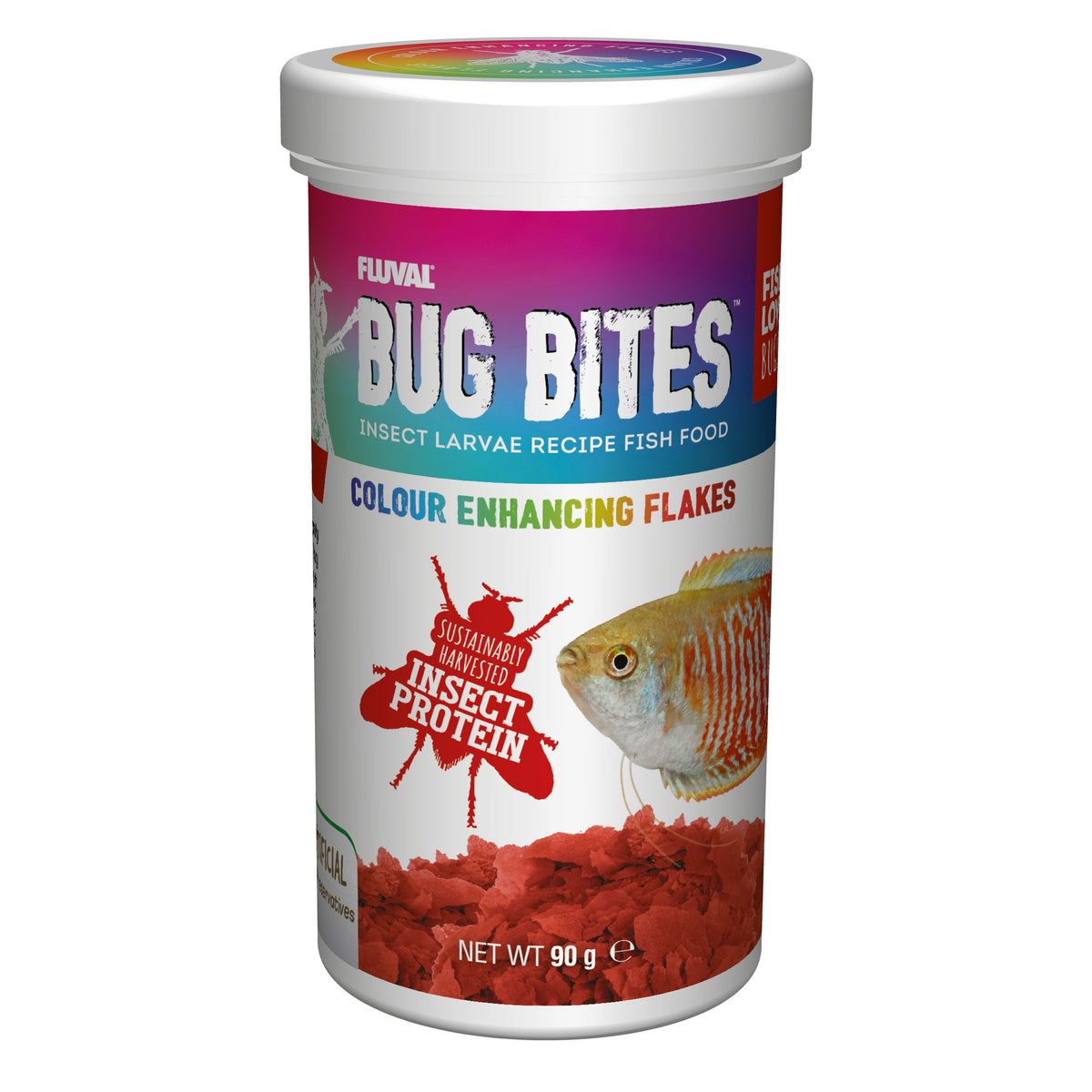 Fluval Bug Bites Colour Enhancing Flakes - 90g | PeekAPaw Pet Supplies