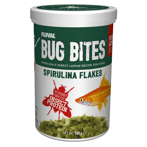 Fluval Bug Bites Spirulina Flakes - 180g | PeekAPaw Pet Supplies