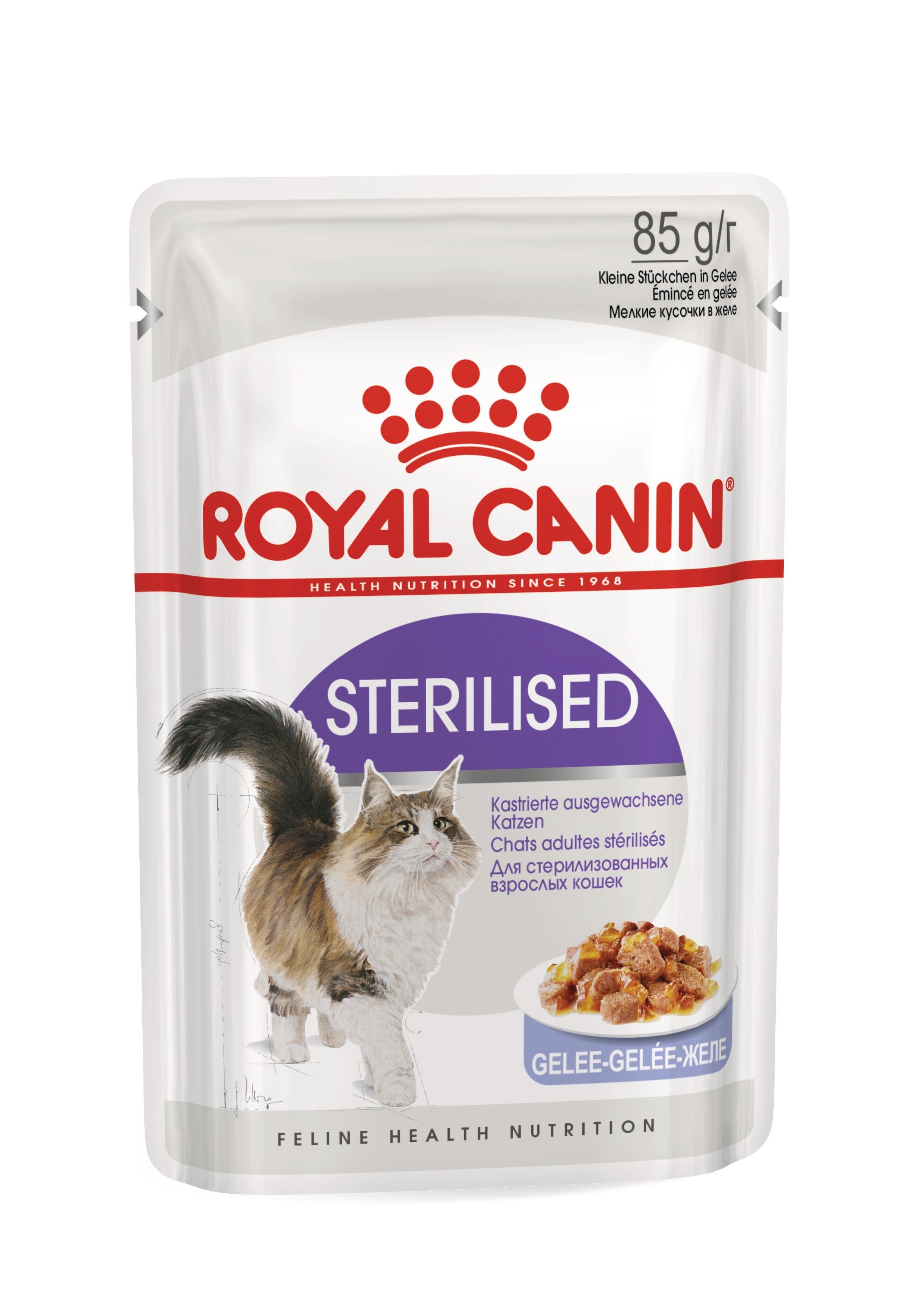 Royal Canin Sterilised jelly wet cat food 85g pouch front