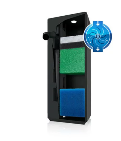 Render of the Juwel BioFlow internal filter with its green and blue sponge blocks