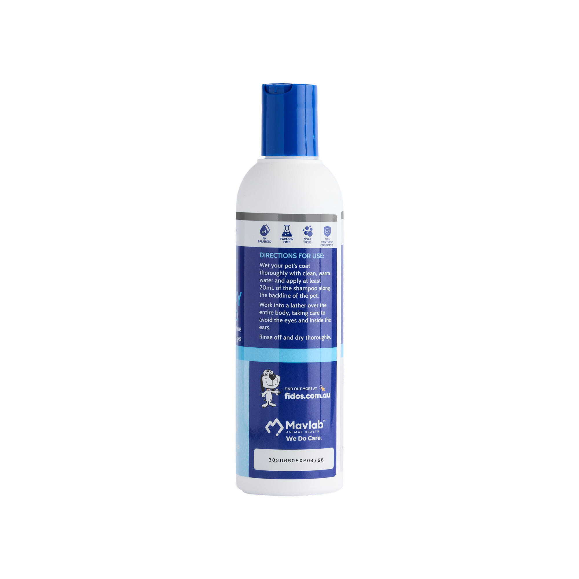 Fido's Everyday Moisturising Shampoo 250 mL bottle, right side of pack