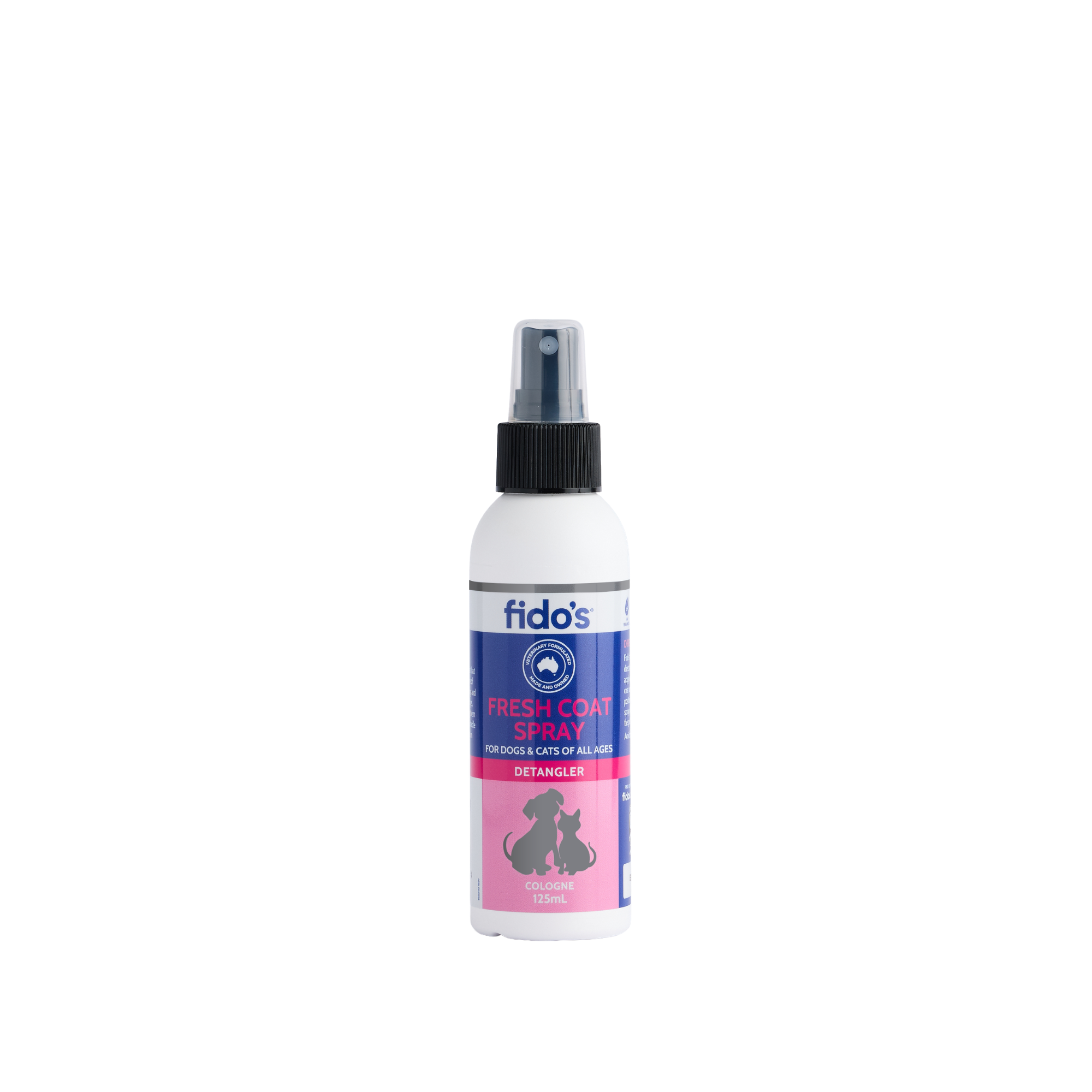 Fido's Fresh Coat Spray for dogs and cats 125 mL bottle, front of pack