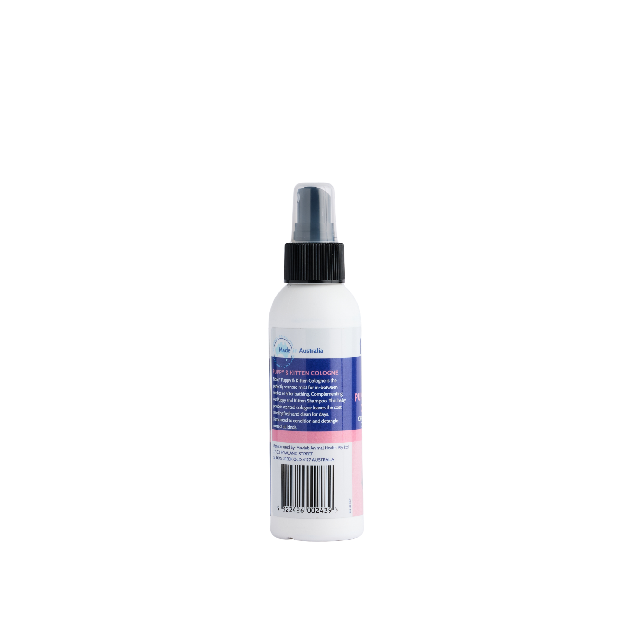 Fido's Puppy & Kitten Cologne spray 125 mL bottle, left side of pack