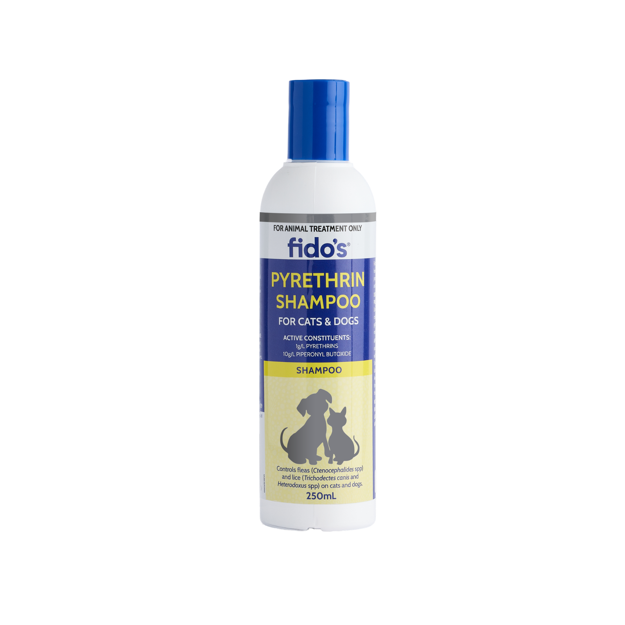 Fido's Pyrethrin Shampoo for dogs and cats 250 mL bottle, front of pack