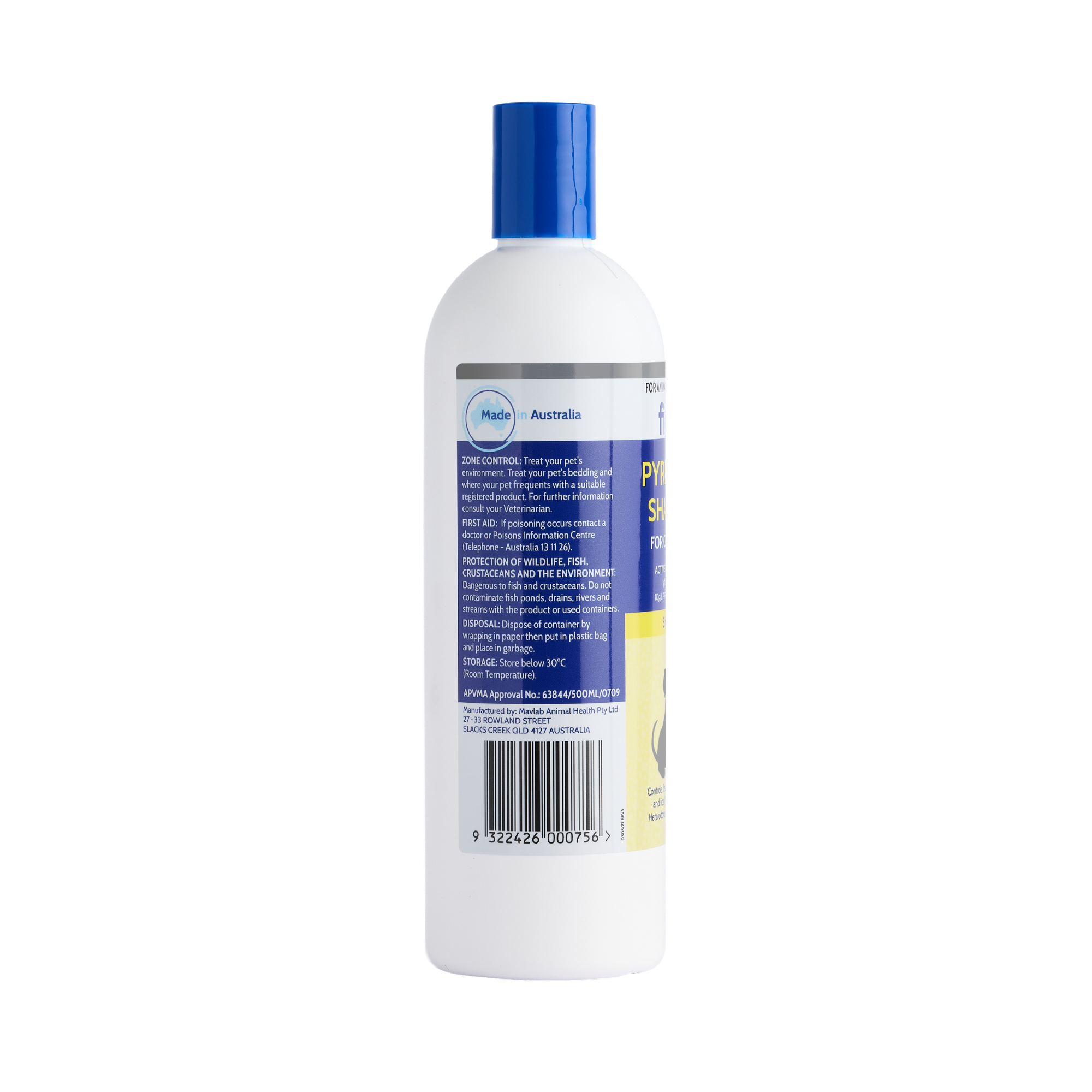 Fido's Pyrethrin Shampoo 500 mL bottle, left side of pack