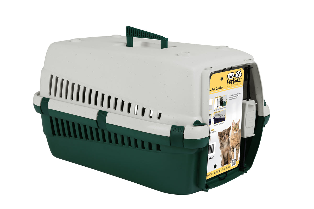 FurKidz Economy Animal Carrier - Large 58 X 38 X 34cm Dark Green | PeekAPaw Pet Supplies