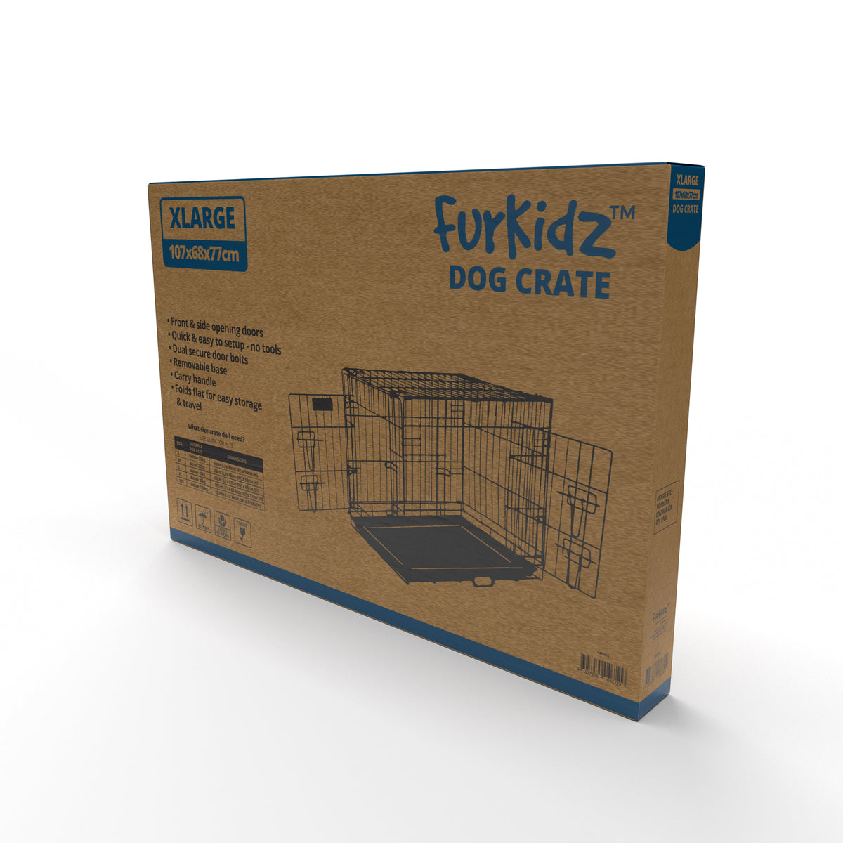 FurKidz Wire Dog Cage Black - 107 X 77 X 68cm | PeekAPaw Pet Supplies