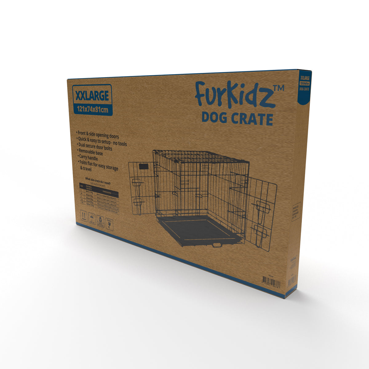 FurKidz Wire Dog Cage Black - 121 X 81 X 74cm | PeekAPaw Pet Supplies