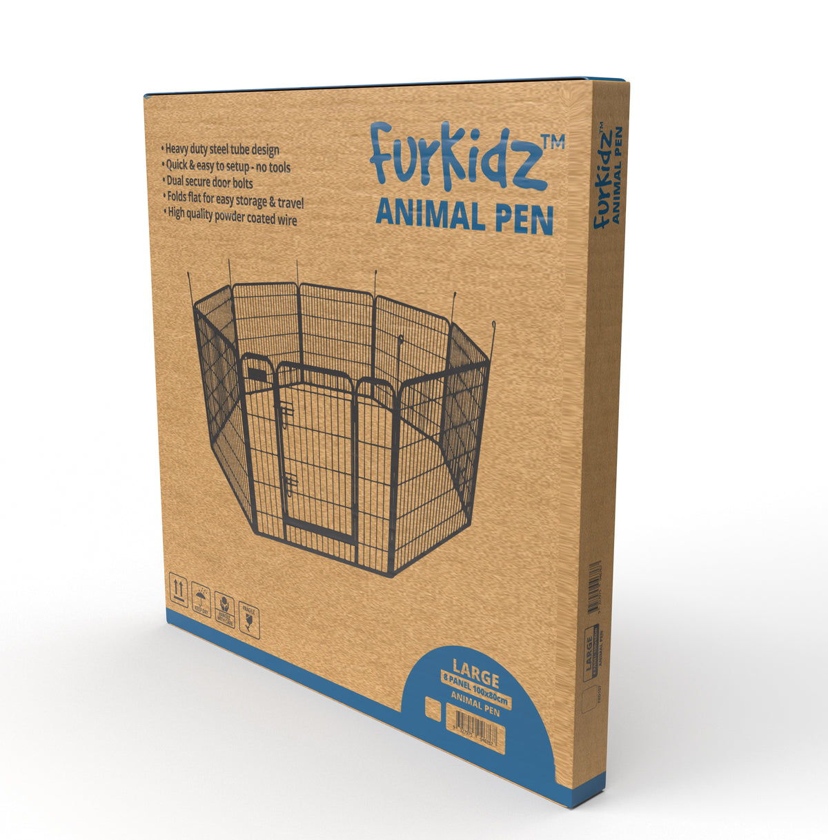 FurKidz Tube Wire Animal Enclosure Black 8 Panels 100 X 80cm - Default Title | PeekAPaw Pet Supplies