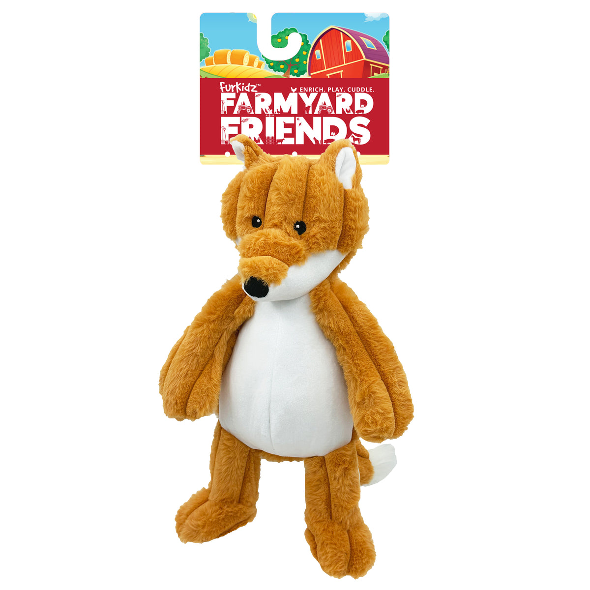 FurKidz Dog Toys Farmyard Friends Fox - 40cm | PeekAPaw Pet Supplies