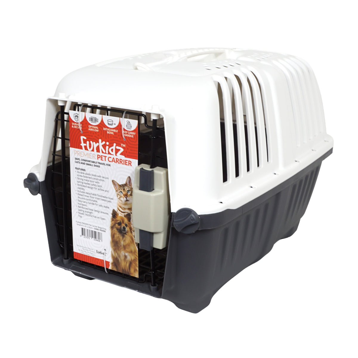 FurKidz Premier Pet Carrier Beige/Grey - Small 49 X 31 X 32cm | PeekAPaw Pet Supplies