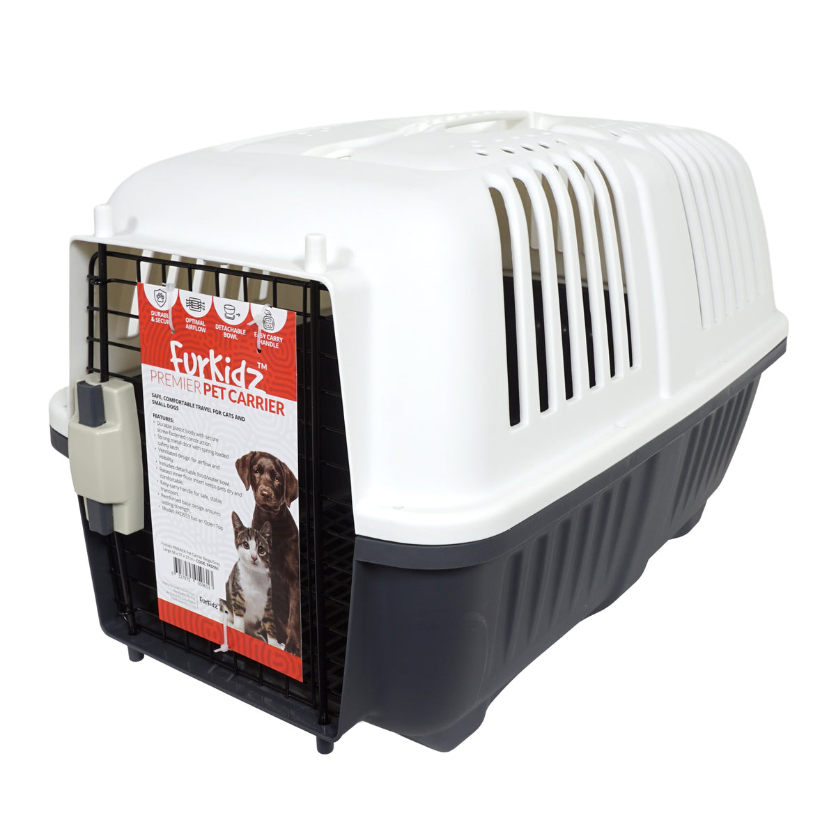 FurKidz Premier Pet Carrier Beige/Grey - Large 58 X 37 X 37cm | PeekAPaw Pet Supplies
