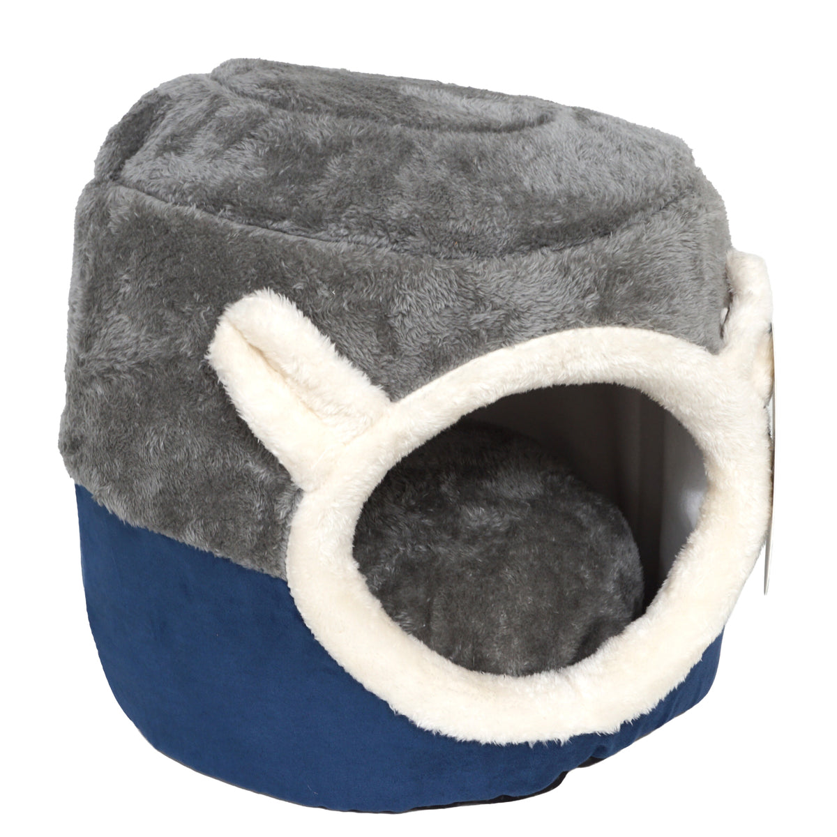FurKidz Luxury Igloo Cat Home Bed Grey/Blue - 40 X 32cm | PeekAPaw Pet Supplies