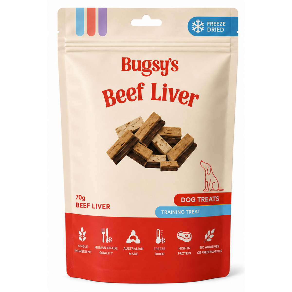 Bugsy's Freeze Dried Beef Liver Pet Treats 70g