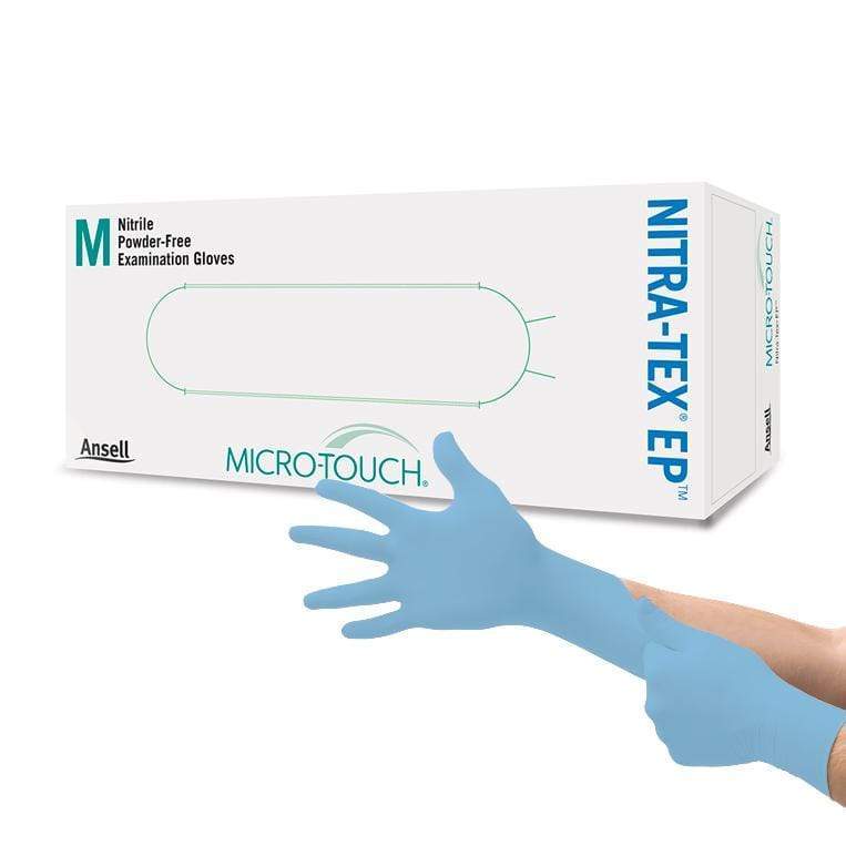 Ansell Micro-Touch Nitratex EP extended-cuff nitrile gloves box of 100