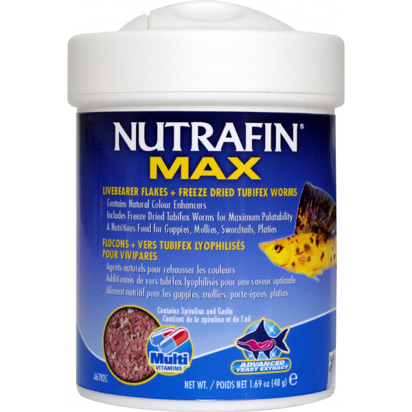 Nutrafin Max Livebearer Flakes - 48g | PeekAPaw Pet Supplies