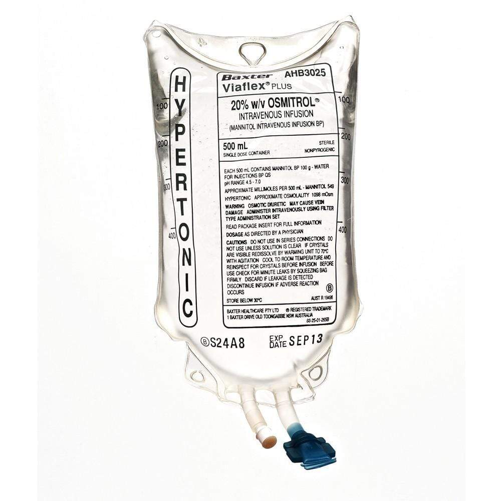 Baxter Osmitrol mannitol 20% 500mL IV bag
