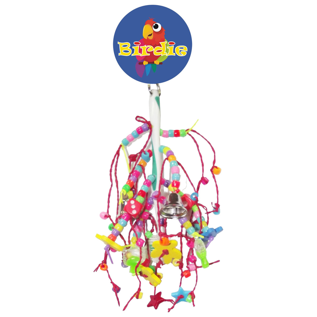 Birdie Toothbrush Multi Bead and Leather Display with bristles, beads and leather strips