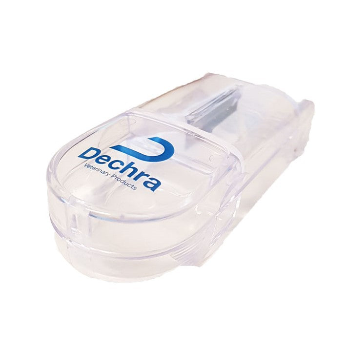 Apex tablet cutter closed, side view