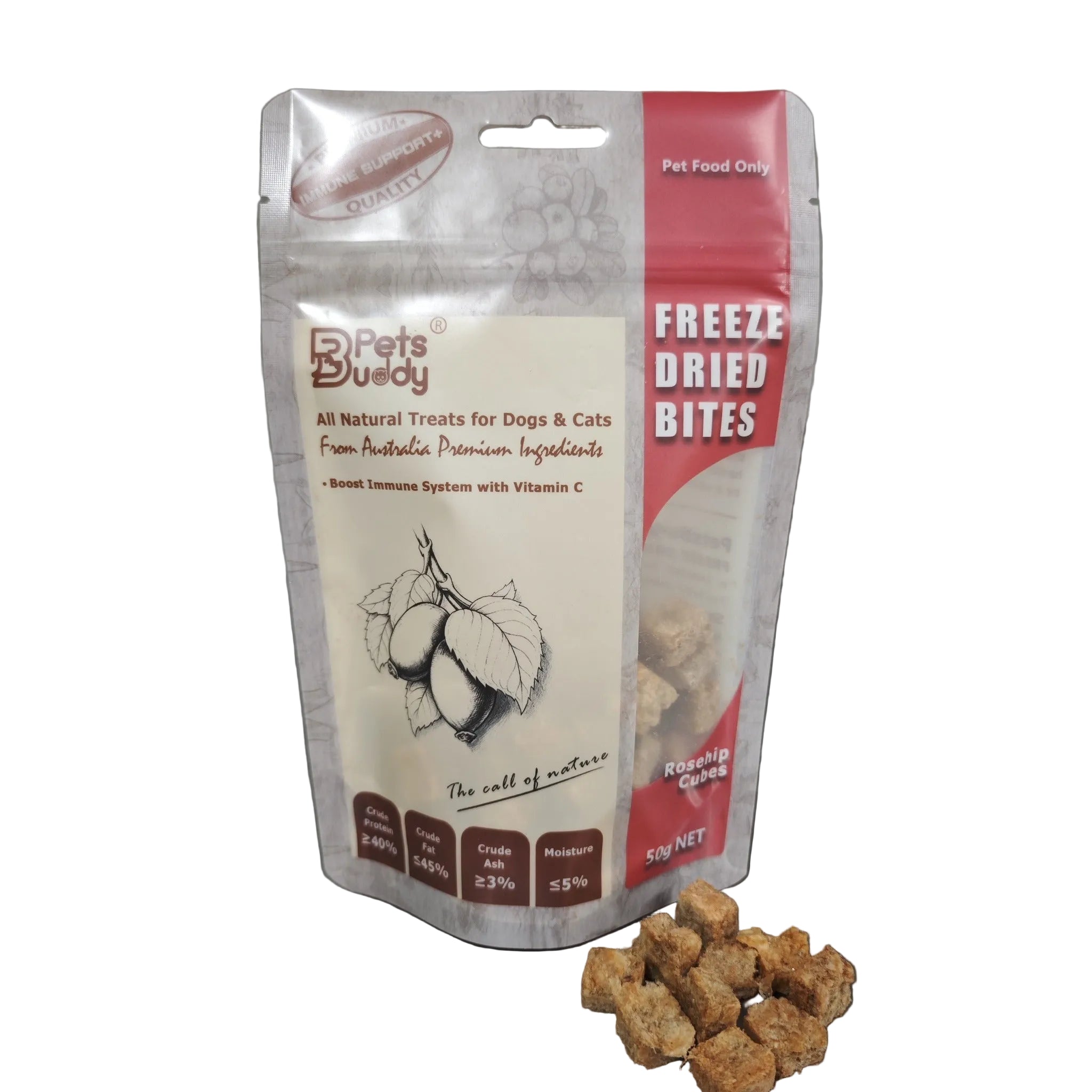 PetsBuddy Chicken Rosehip Immune Support Freeze Dried Dog & Cat Treats 1