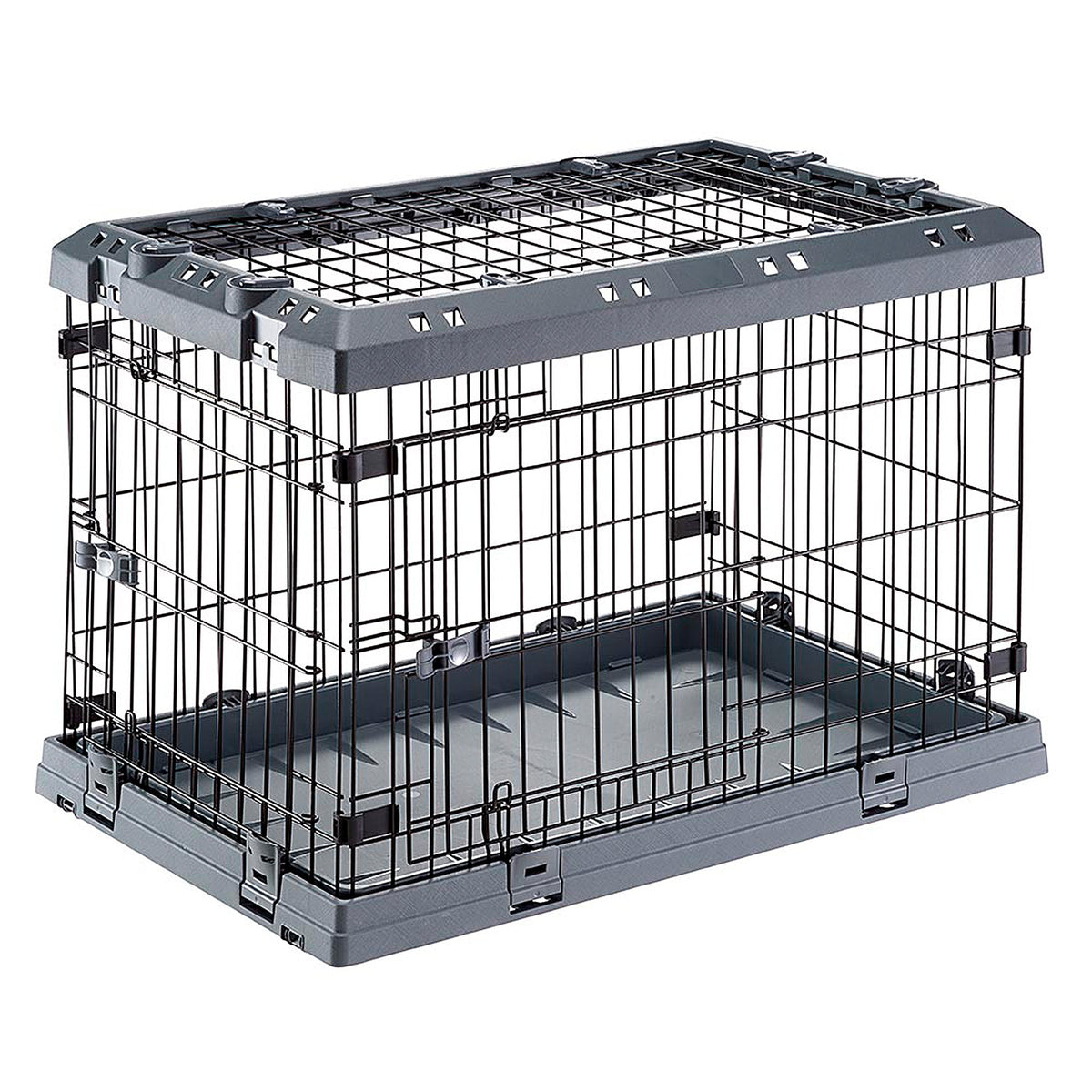 Ferplast Superior 75 folding dog crate – front three-quarter view