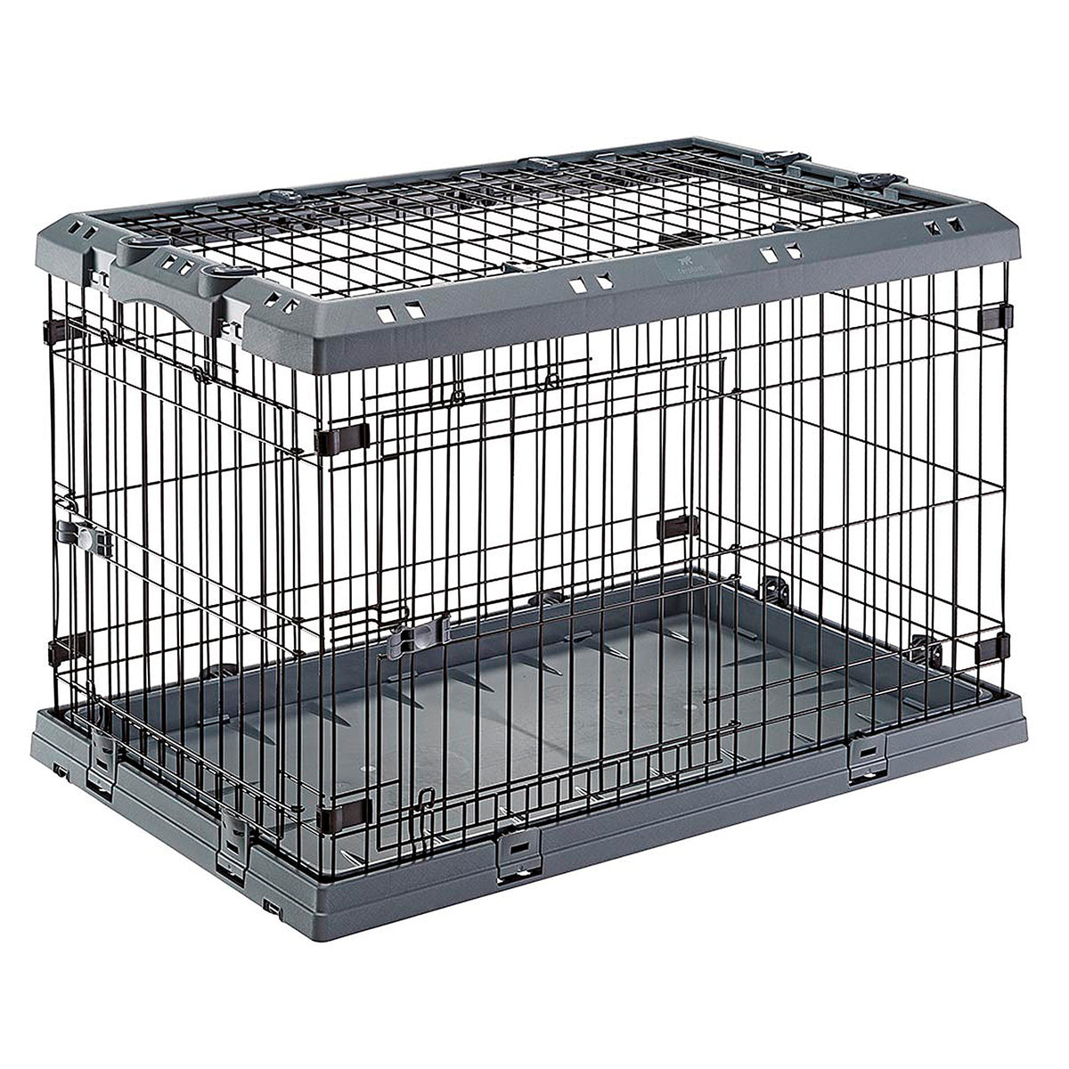 Ferplast Superior 90 folding dog crate – front three-quarter view