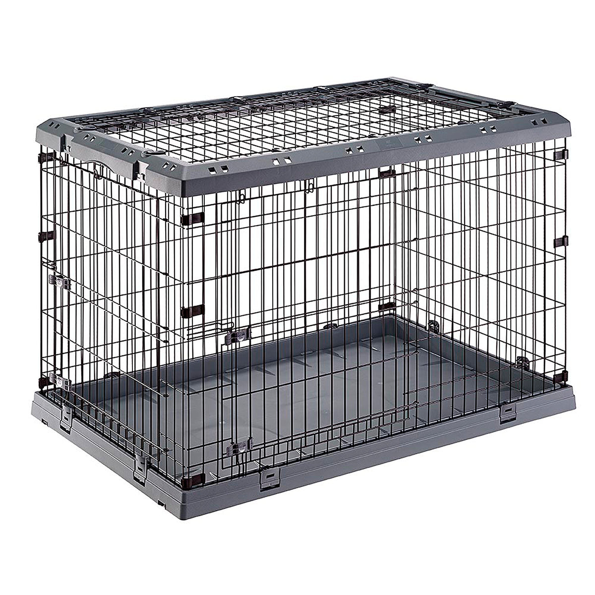Ferplast Superior 120 folding dog crate – front three-quarter view