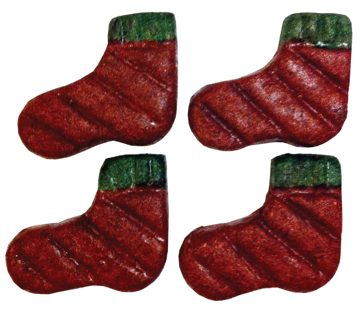 Veggie Patch Nibblers Socks, four woven sock-shaped small animal treats