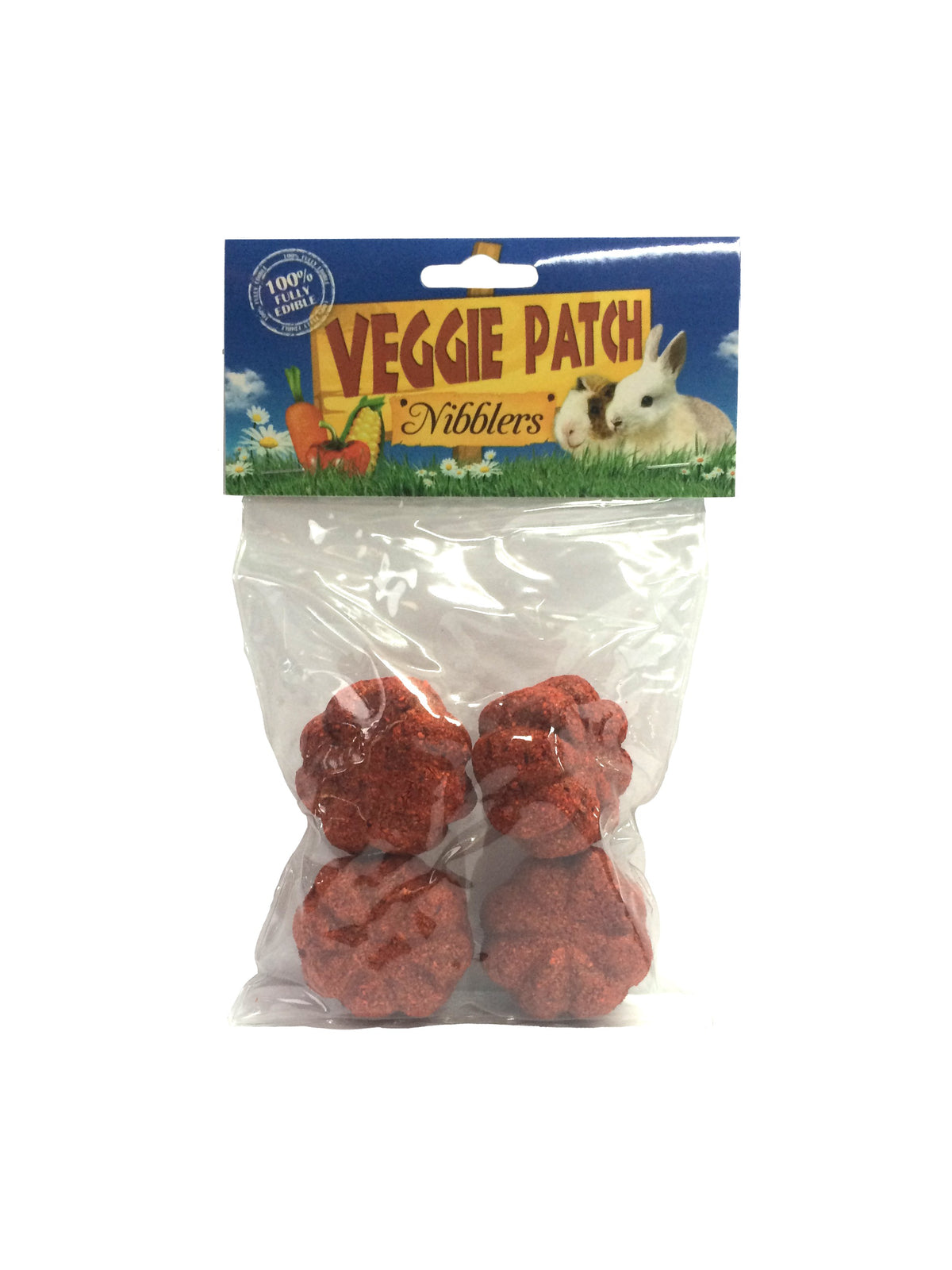 Veggie Patch Nibblers Mini Pumpkins, four woven pumpkin-shaped small animal treats