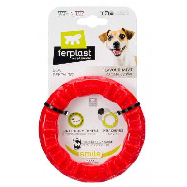 Ferplast Dog Dental Toy Smile Ring - Small Red | PeekAPaw Pet Supplies