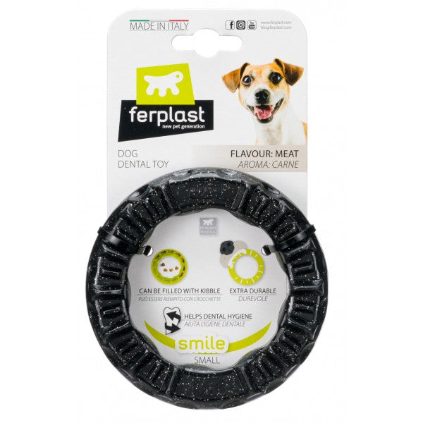 Ferplast Dog Dental Toy Smile Ring - Small Black | PeekAPaw Pet Supplies