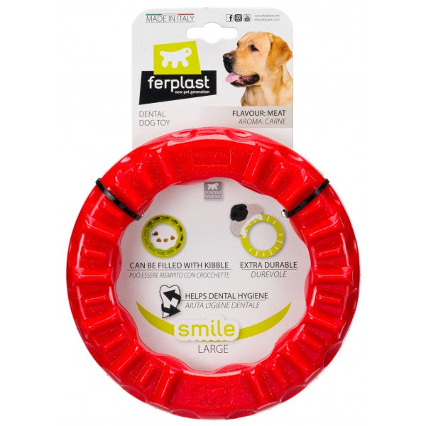 Ferplast Dog Dental Toy Smile Ring - Large Red | PeekAPaw Pet Supplies