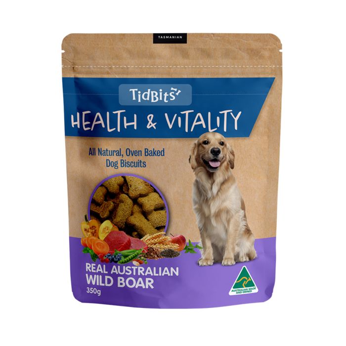 Tidbits Health & Vitality Australian Wild Boar Dog Biscuits - 350g | PeekAPaw Pet Supplies