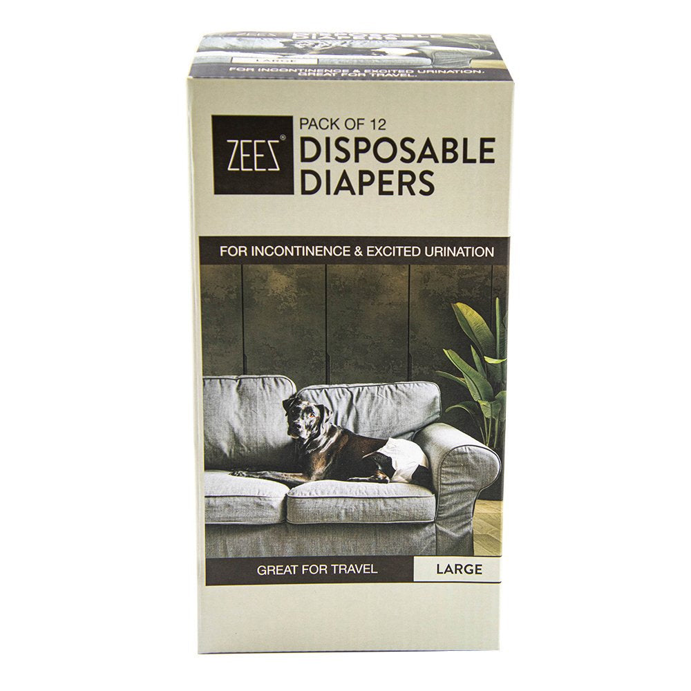 Zeez Disposable Dog Diapers Large 12 pack front of pack
