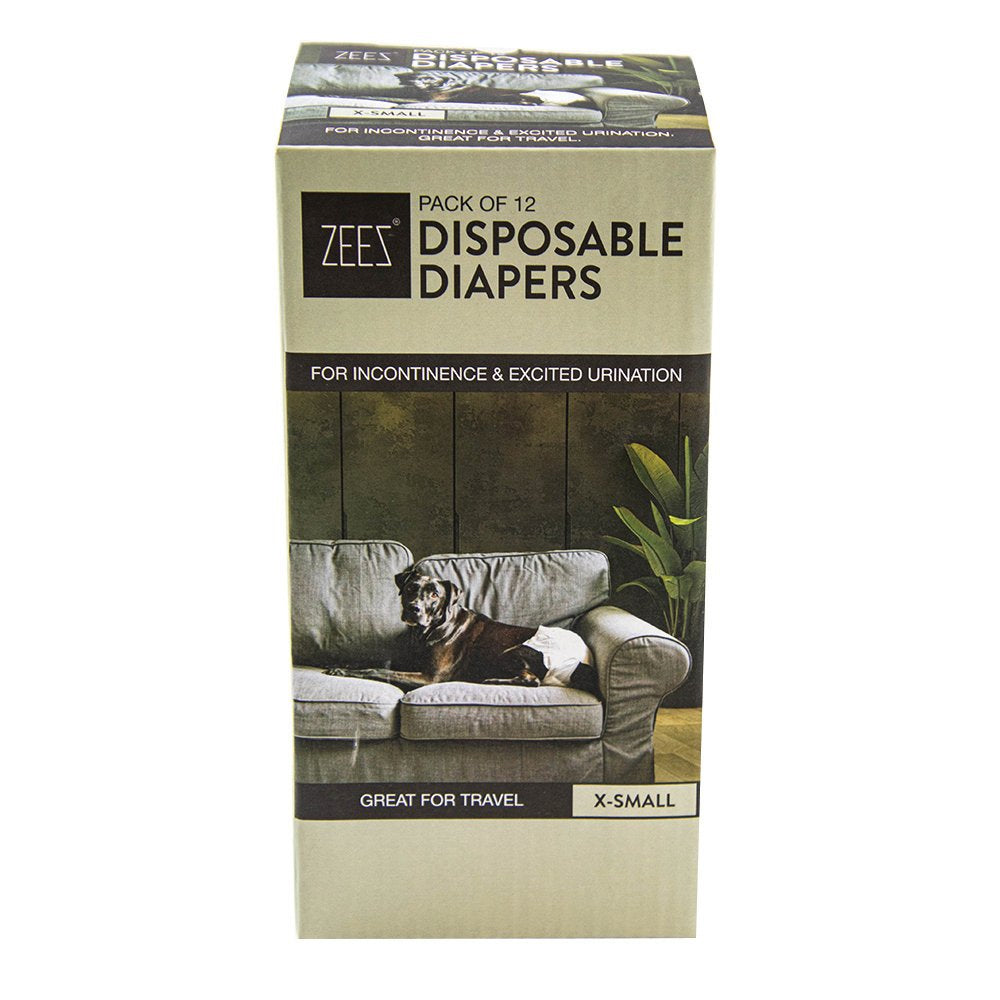 Zeez Disposable Dog Diapers X-Small 12 pack front of pack