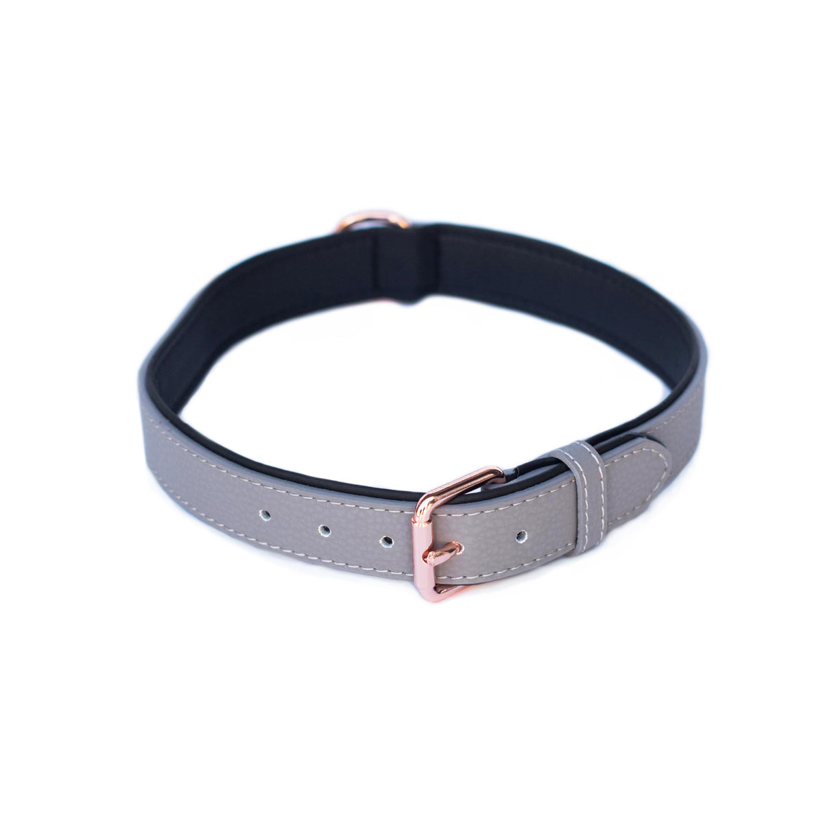 Zippy Paws Slate Leather Dog Collar shown from the other side