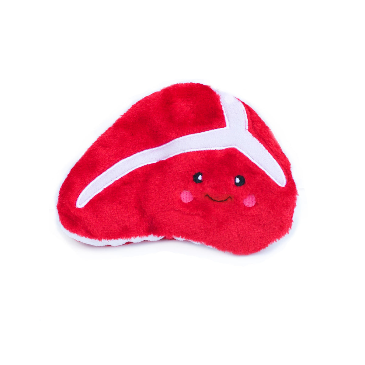 Zippy Paws NomNomz Steak dog toy, front view of the plush steak