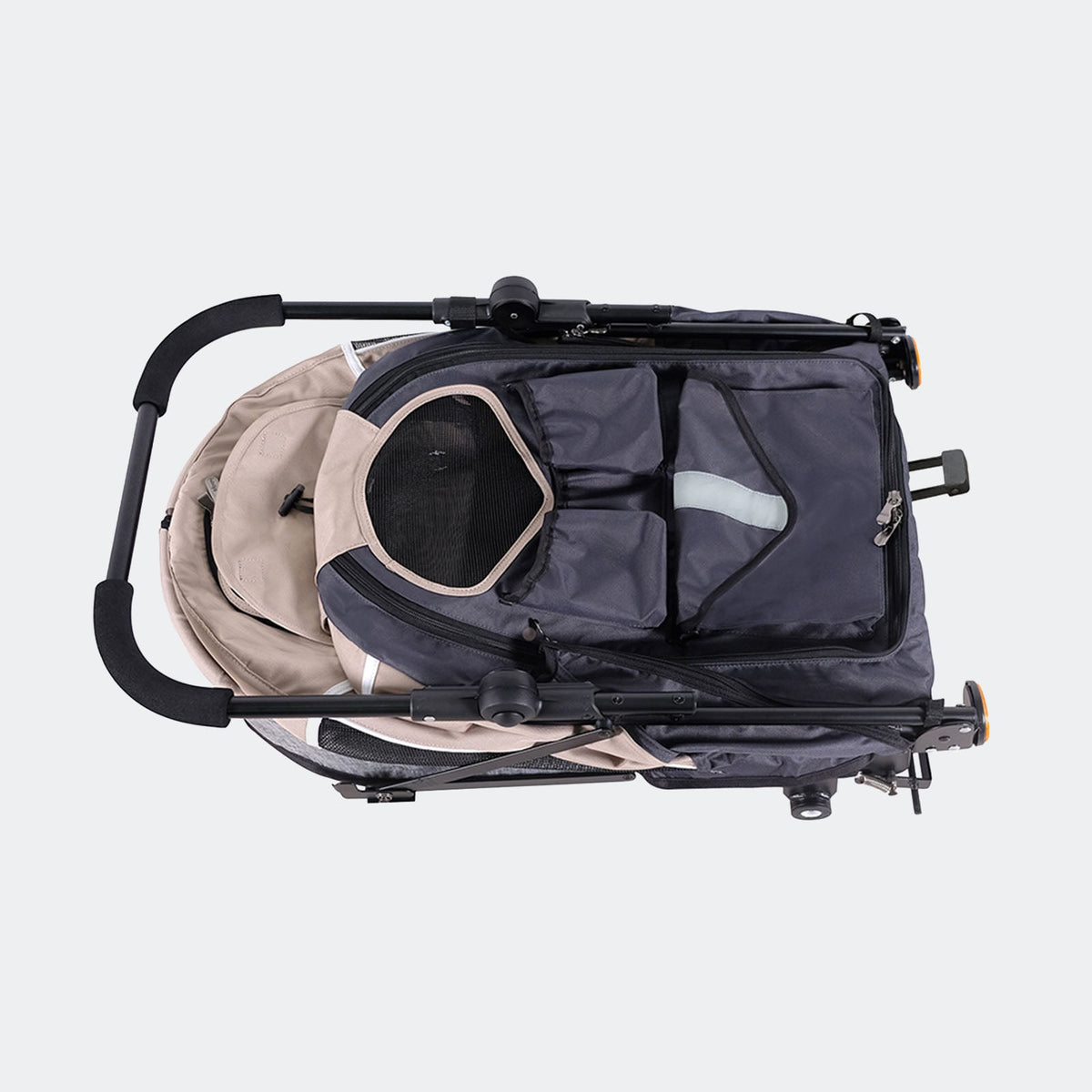 Ibiyaya Happy Pet Tri-cycle in latte folded down flat for storage