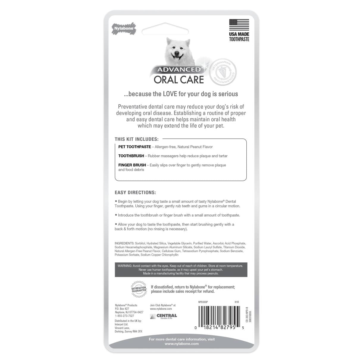 Nylabone Advanced Oral Care Natural Dog Dental Kit Peanut