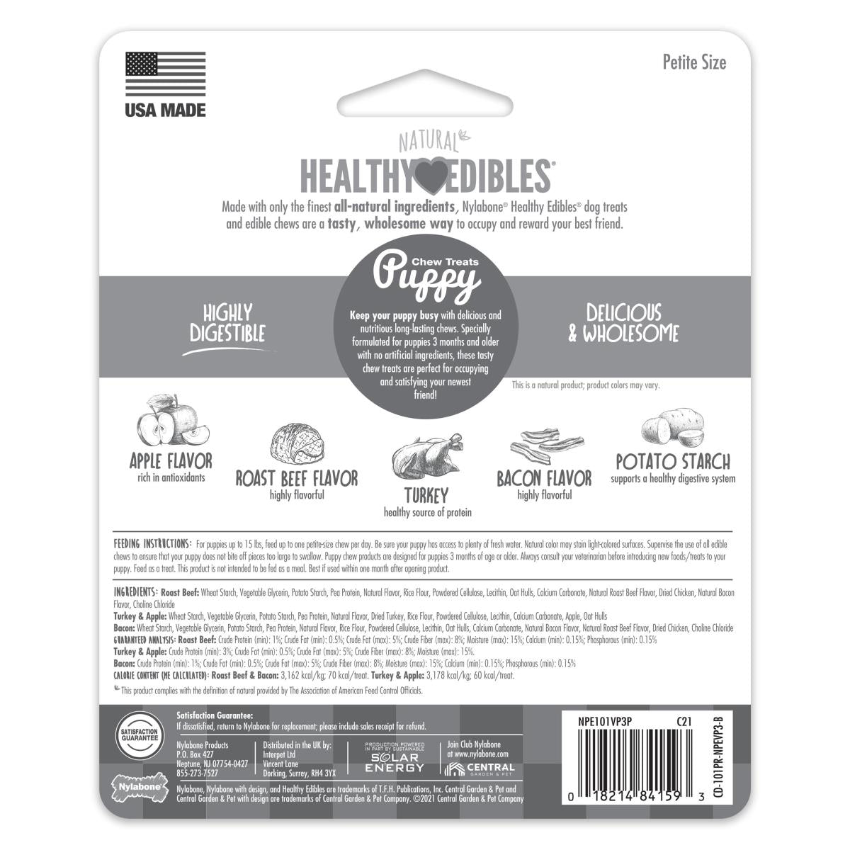 Nylabone Natural Healthy Edibles Dog Chew Treats Long Lasting Puppy Variety Pack