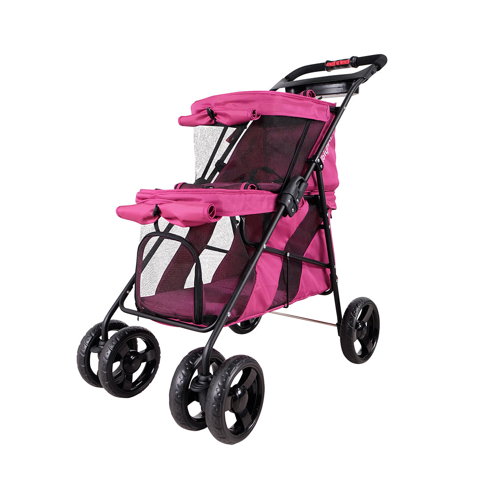 ibiyaya double pet stroller Ibiyaya Pet Bus Double Decker Foldable Stroller