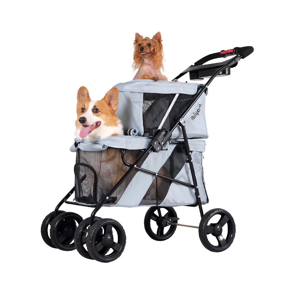 Ibiyaya Pet Bus Double Decker Foldable Stroller 14