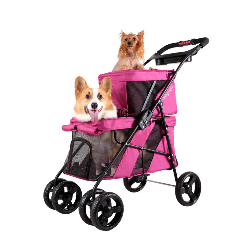 Ibiyaya Pet Bus Double Decker Foldable Stroller 04