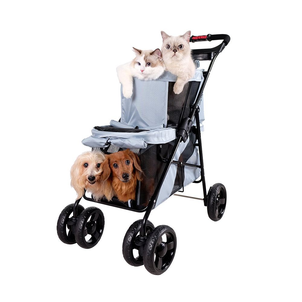 Ibiyaya Pet Bus Double Decker Foldable Stroller 16
