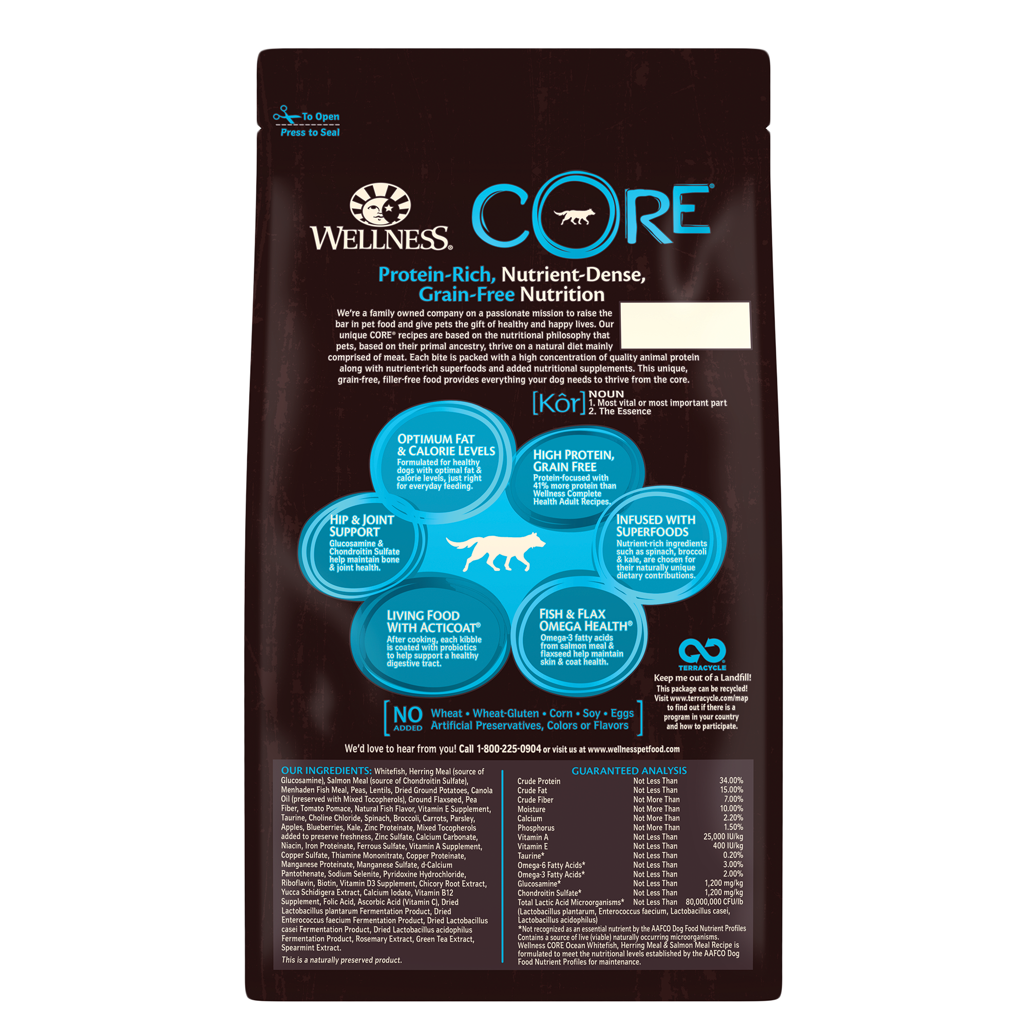 Wellness Core Dry Dog Food Grain Free Ocean: Whitefish, Herring & Salmon