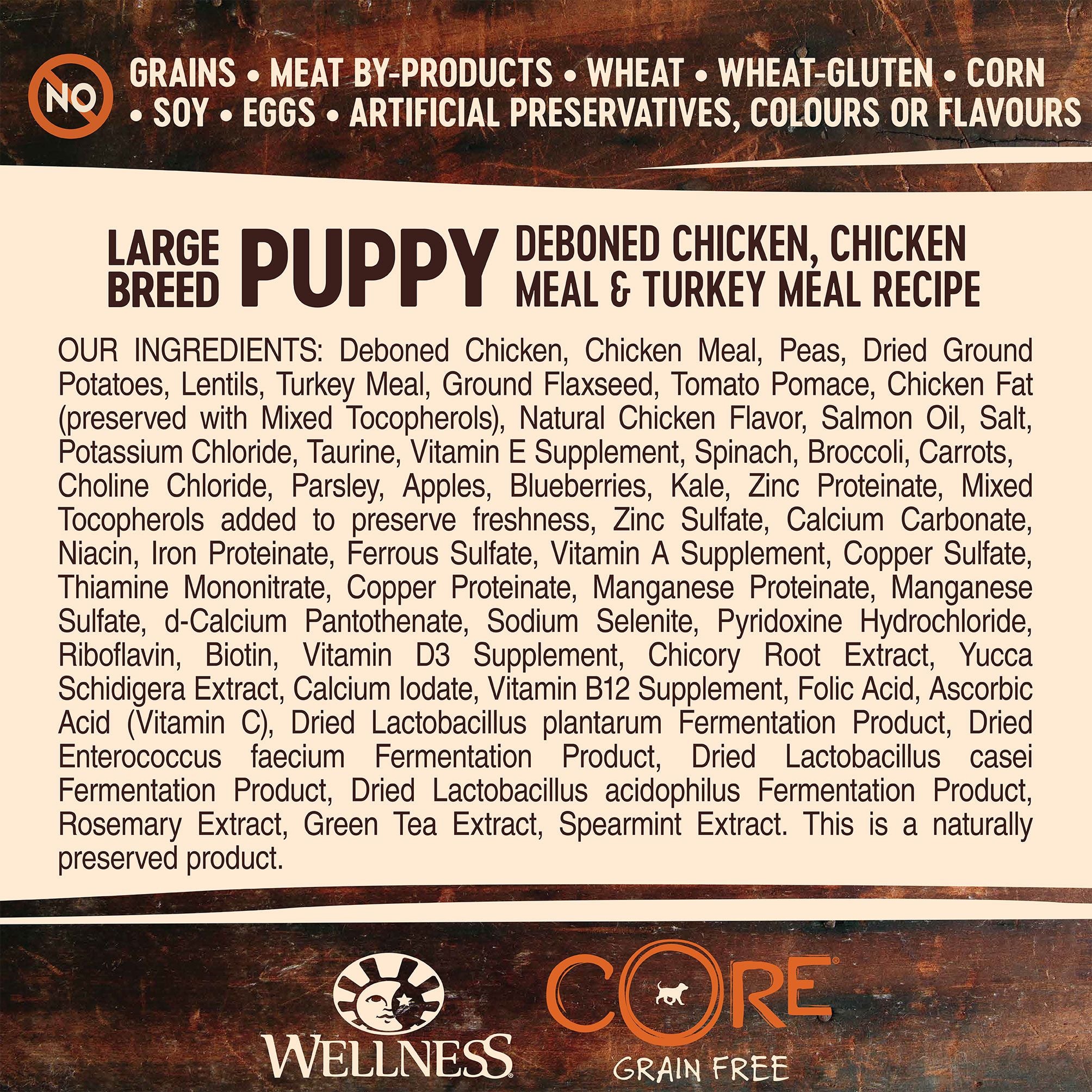 Wellness Core Dry Dog Food Grain Free Puppy: Chicken & Turkey
