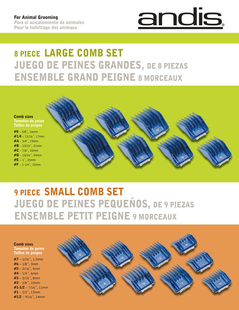 Andis Comb Set for Animal Grooming