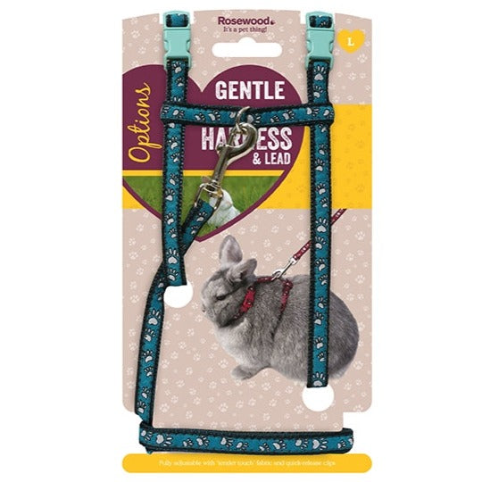 Rosewood Small Animal Paw Print Harness and Lead Set Large